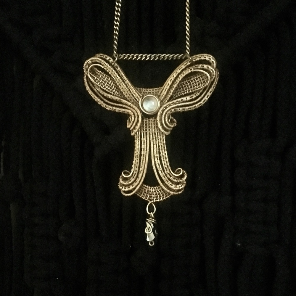 Brass Wire Weaved Pendant Necklace